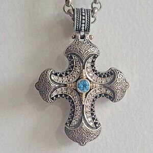 Konstantino 18K Yellow Gold and Sterling Silver Diamond 0.50ct. tw. and Blue Top